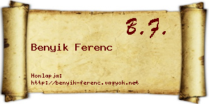 Benyik Ferenc névjegykártya